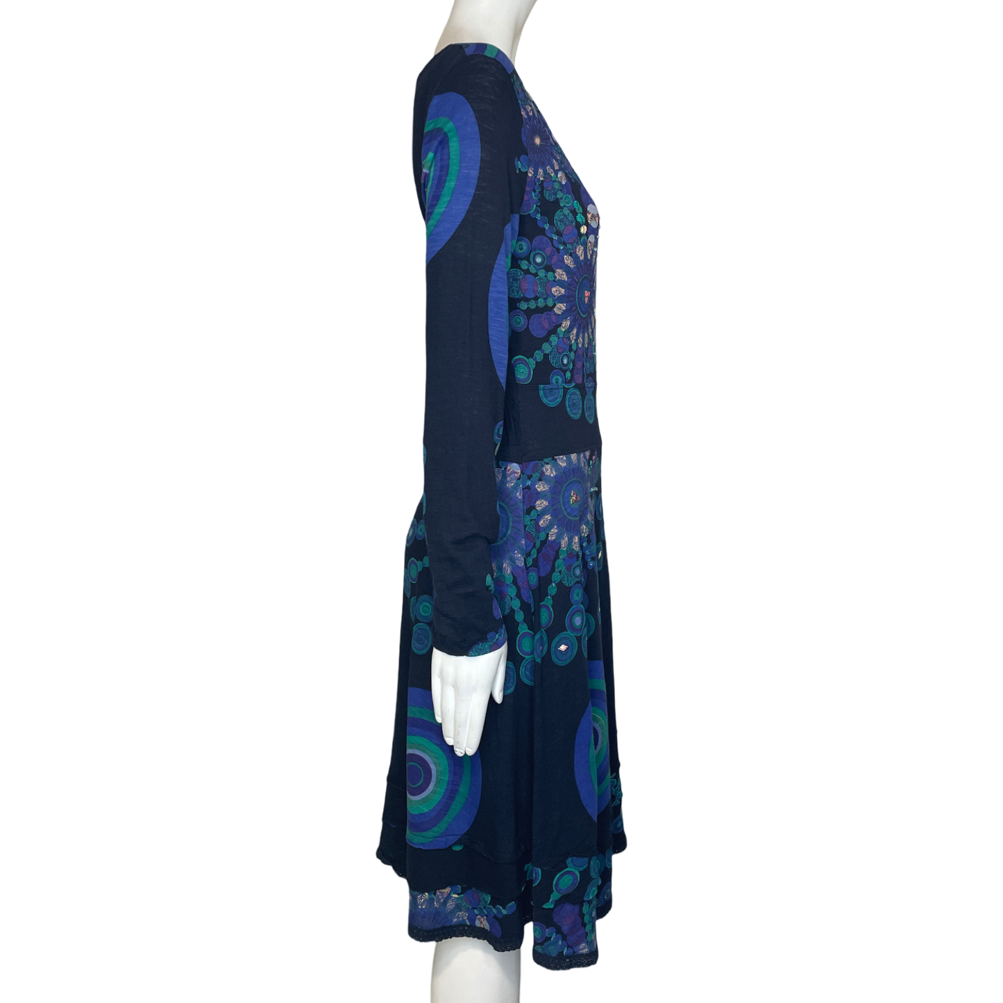 Vestido Desigual Estampado Floral Azul - Talla M