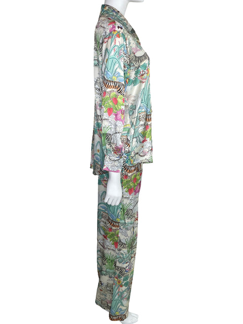 Set Beulah Camisa+Pantalón Floral Blanco-Talla S