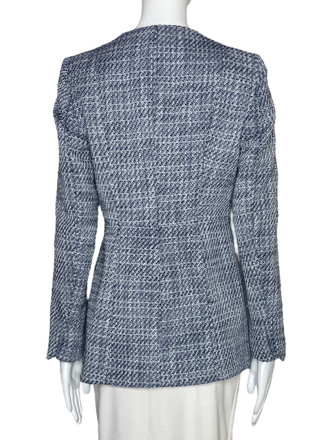 Blazer Zara Tweed 4 Botones Azul-Talla XS