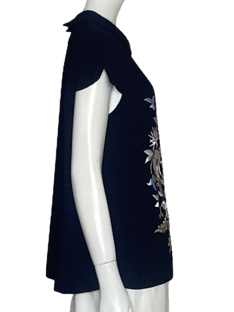 Blusa Ted Baker Bordado Azul-Talla 4