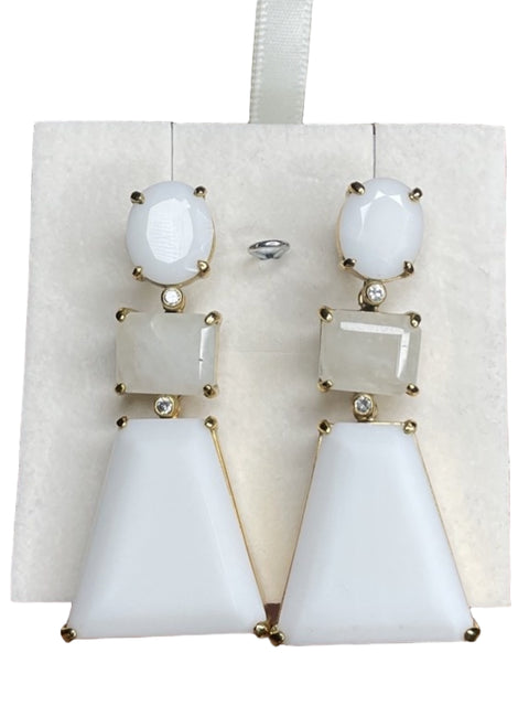 Aretes Tesoro TPS Colgantes Blanco-Talla U