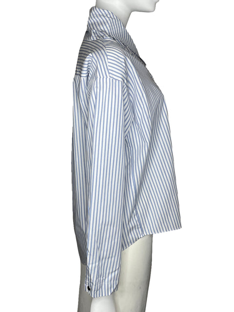 Blusa Zara Rayas Cuello Asimétrico Blanco-Talla XS