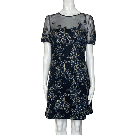 Vestido TADASHI SHOJI Floral Brillante Azul - Talla 2