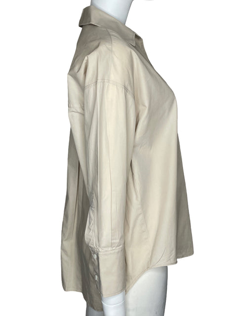 Camisa Zara Fluida Manga Larga Beige-Talla XS