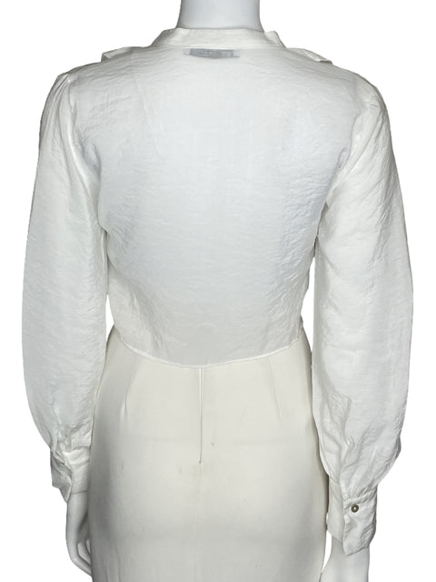 Camisa Zara Vuelos Crop Blanco-Talla XS