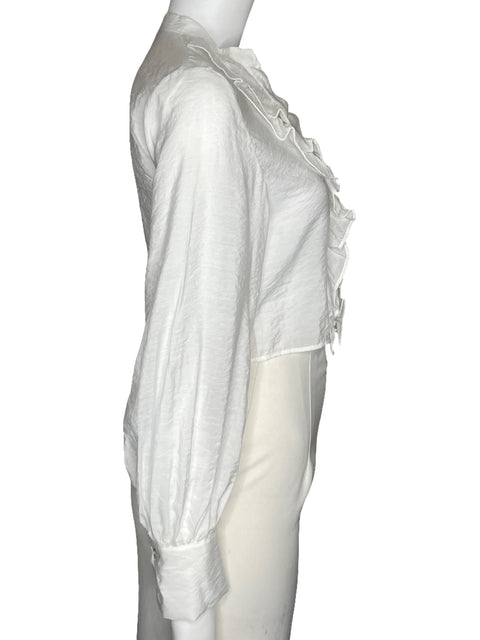 Camisa Zara Vuelos Crop Blanco-Talla XS