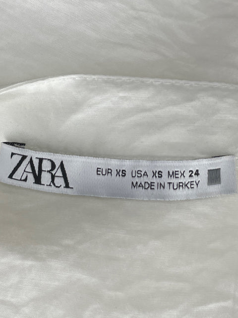 Camisa Zara Vuelos Crop Blanco-Talla XS