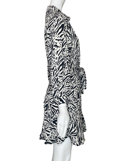 Vestido Zara Estamapado Lazo Fluido Blanco-Talla M