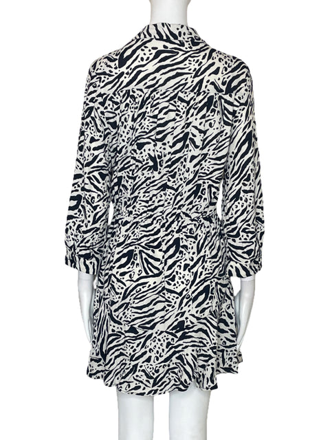 Vestido Zara Estamapado Lazo Fluido Blanco-Talla M