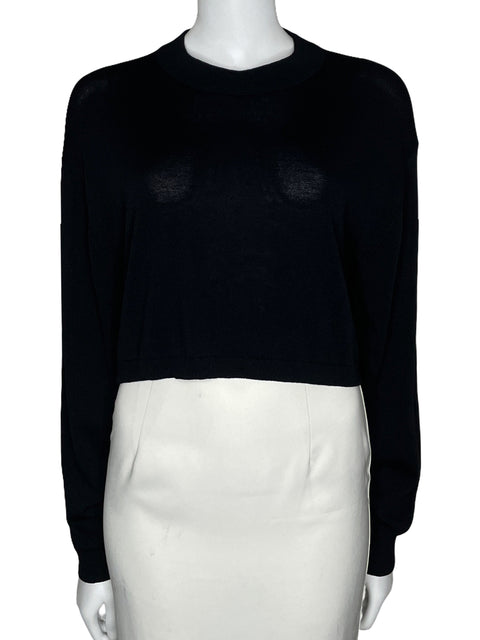 Sueter Zara De Punto Manga Larga Negro-Talla M