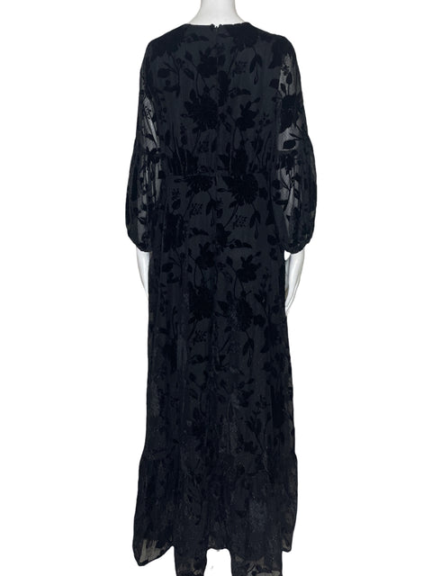 Vestido Express Maxi Manga larga Brillo Negro - Talla M