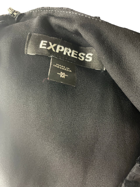 Vestido Express Maxi Manga larga Brillo Negro - Talla M
