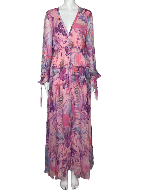 Vestido Rococo Sand Estampado Botones Rosado-Talla S
