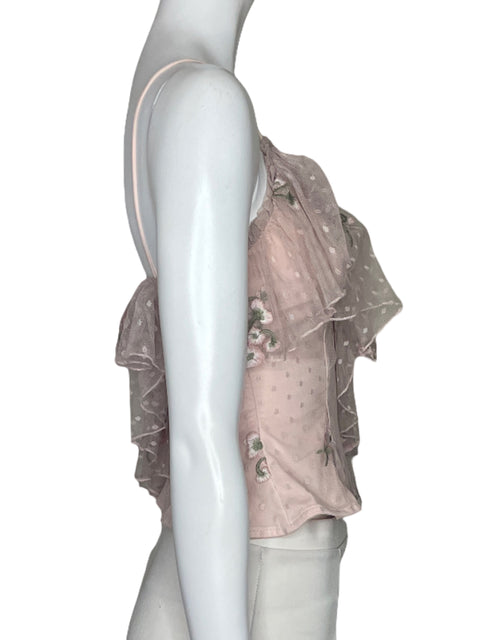 Top Majorelle Bordado Vuelo Rosado-Talla XS