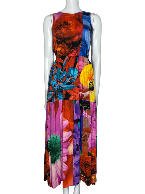 Vestido Desigual Cut Out Estampado Rojo-Talla M