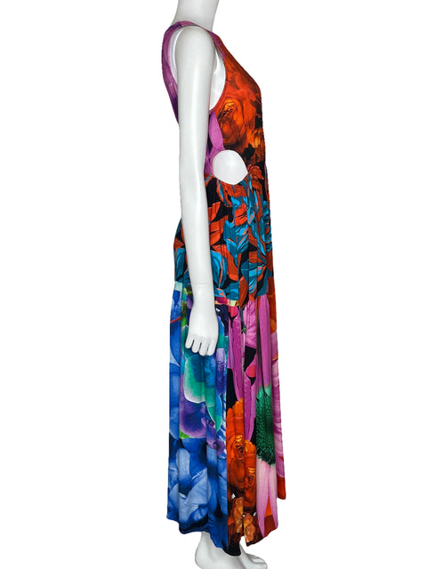Vestido Desigual Cut Out Estampado Rojo-Talla M