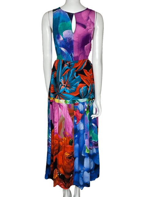 Vestido Desigual Cut Out Estampado Rojo-Talla M