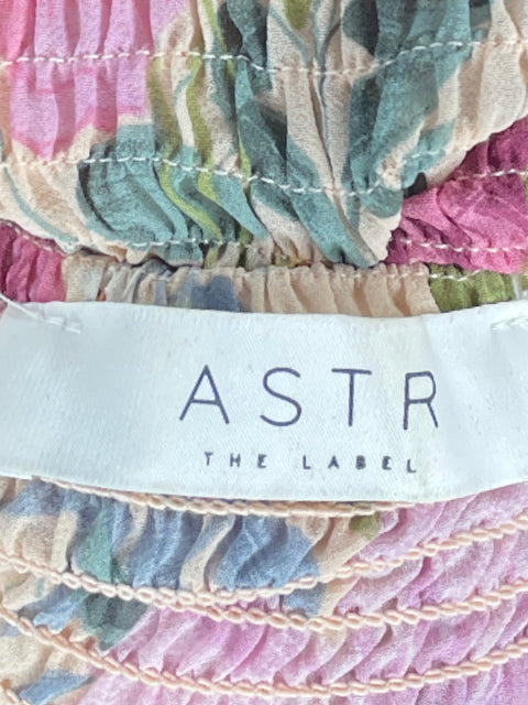 Blusa ASTR Flores Drapeado Biege-Talla S