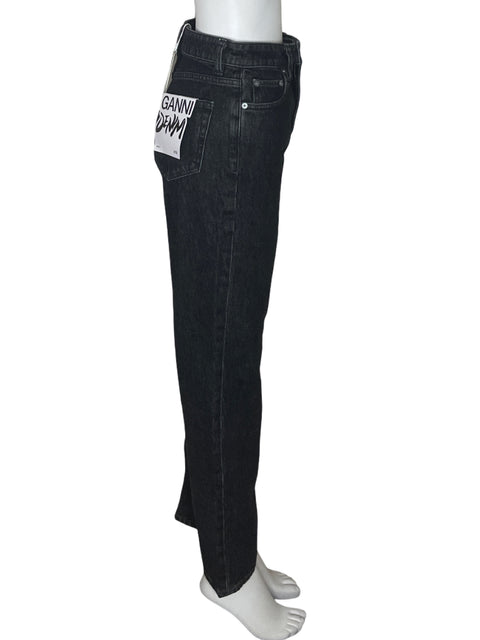 Pantalón Ganni Recto Bolsillo Negro - Talla 27