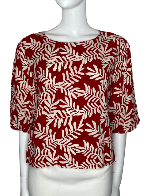 Blusa Esprit Cut Out Estampado Rojo-Talla L