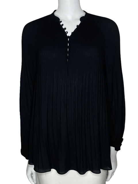 Blusa Ralph Lauren Plisada Manga Larga Negro-Talla M