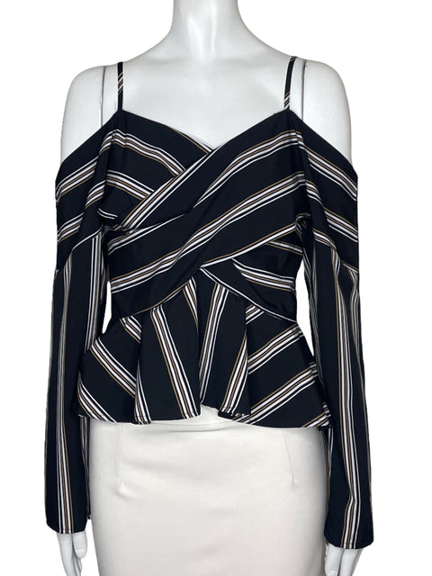 Blusa J.O.A Rayas Tiras Negro-Talla S