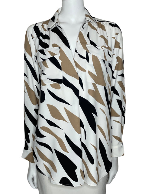 Blusa Ann Taylor Bolsillos Estampada Blanco-Talla M
