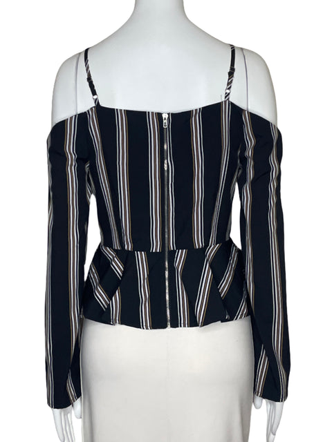 Blusa J.O.A Rayas Tiras Negro-Talla S