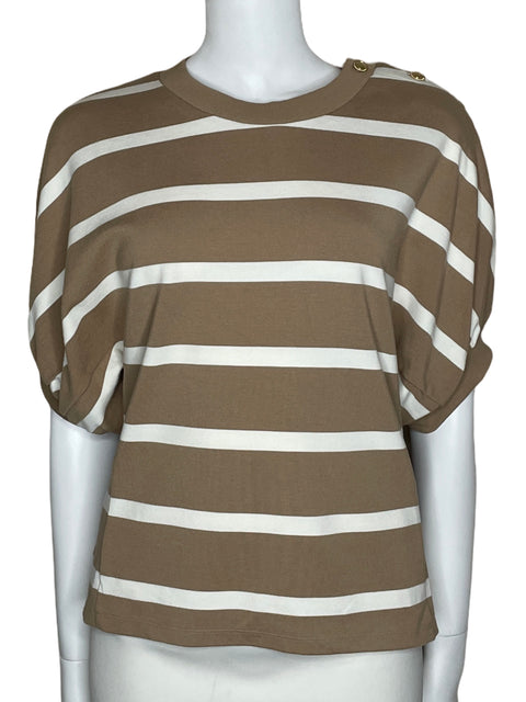 Top Ann Taylor Abullonado Rayas Marrón-Talla M