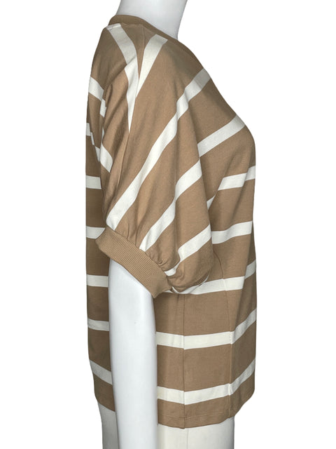 Top Ann Taylor Abullonado Rayas Marrón-Talla M
