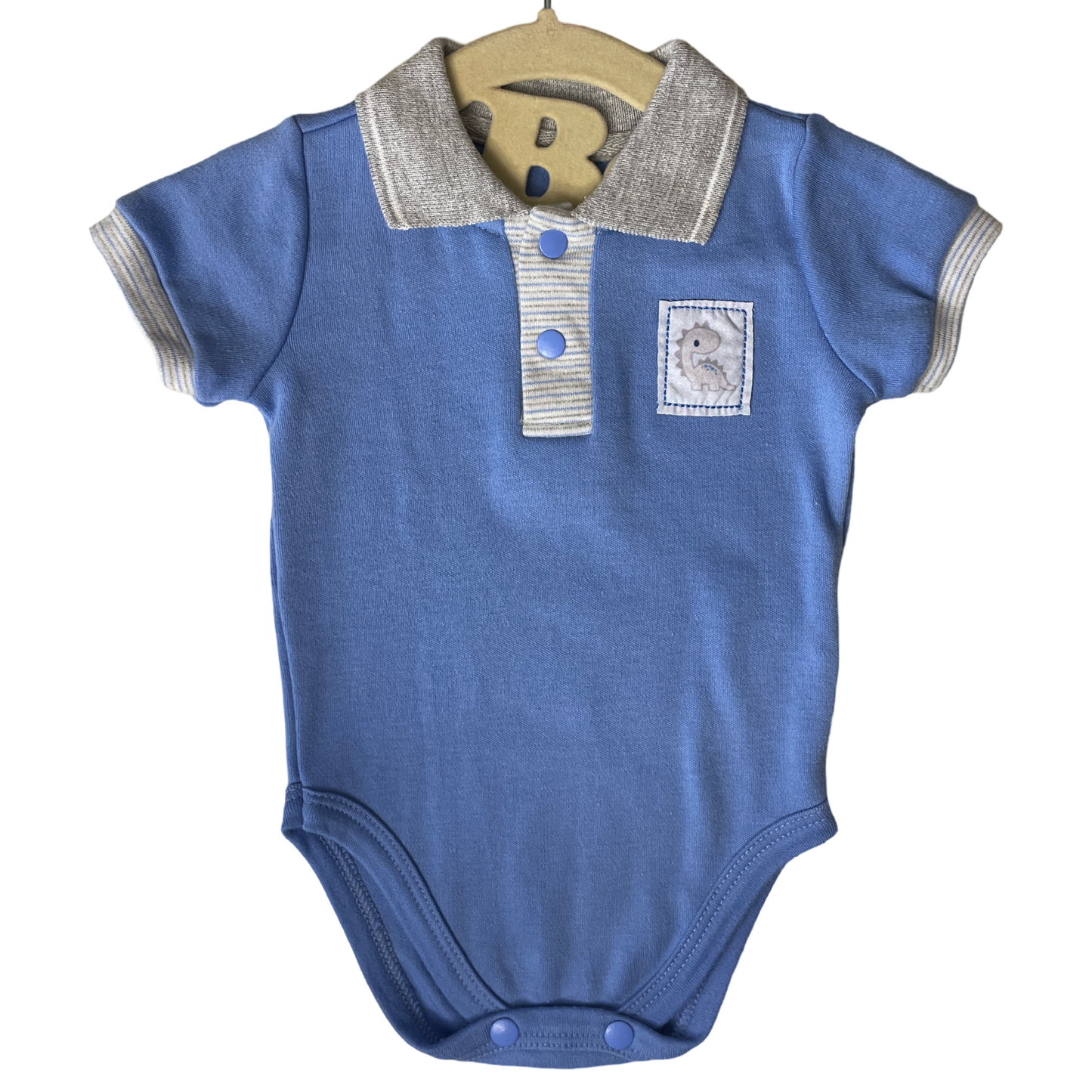 Body Bolo Polo Azul Dinosaurio Azul-Talla 6M