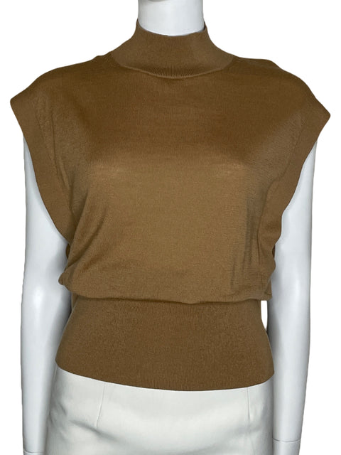 Top Banana Republic Cuello Alto Sin Mangas Beige-Talla M