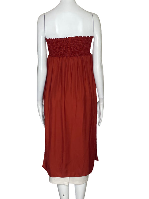 Blusa Adriana A. Tavera Strapless Naranjado-Talla M