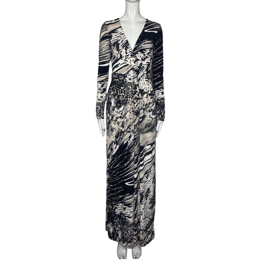 Vestido BCBG Estampado Cuello V Beige-Talla XS