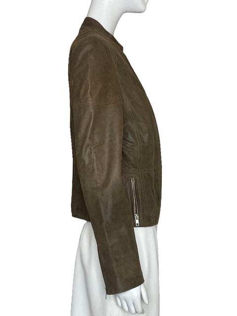 Chaqueta Leather Shop Cremallera Marron-Talla XS