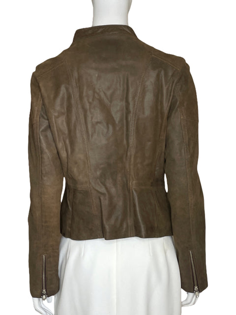 Chaqueta Leather Shop Cremallera Marron-Talla XS