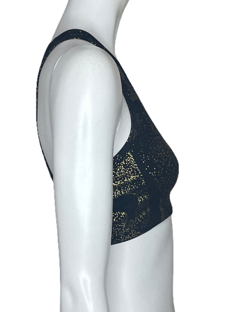 Top Nike Swoosh Bra Metalizado Negro-Talla XS