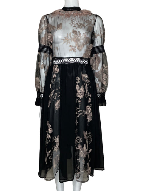 Vestido Tesoro TPS Bordado Floral Negro-Talla U