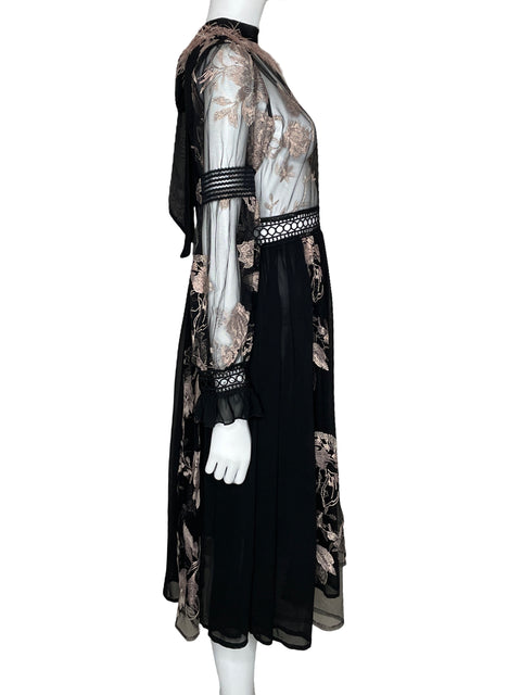Vestido Tesoro TPS Bordado Floral Negro-Talla U