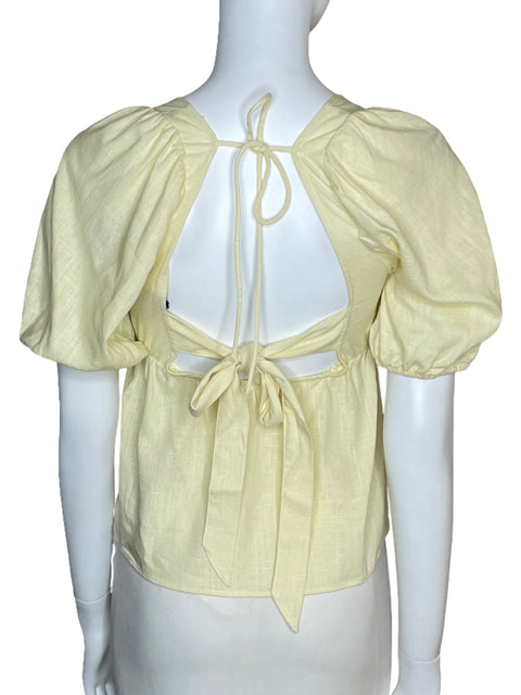Blusa H&M Manga Corta back Out Amarillo-Talla XS