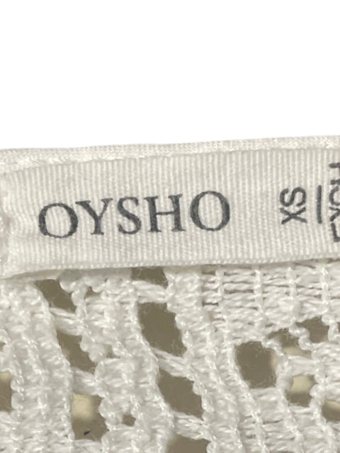 Romper Oysho Encaje Manga Blanco-Talla XS