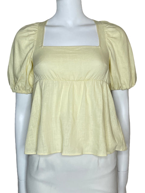 Blusa H&M Manga Corta back Out Amarillo-Talla XS