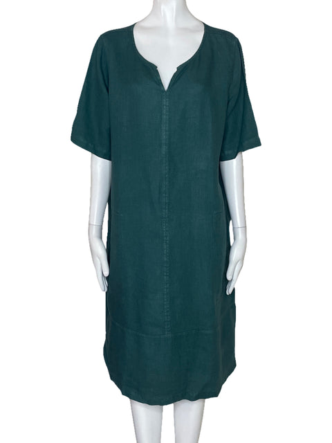 Vestido Purejill Cuello V Verde-Talla M