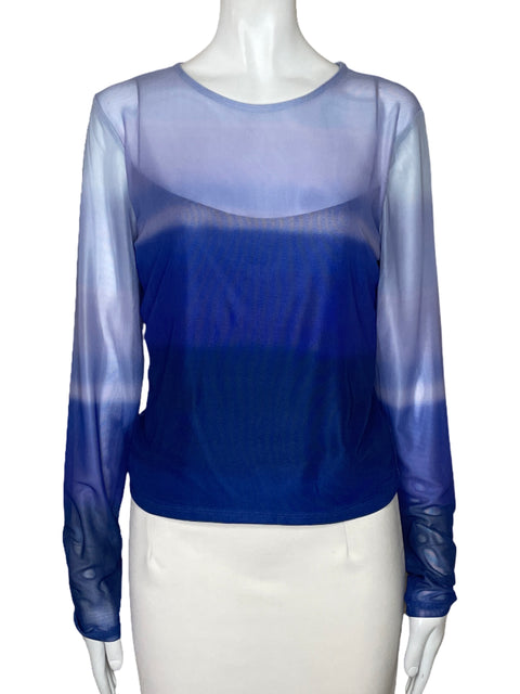 Blusa Haute Monde Trasparente Malla Azul-Talla L