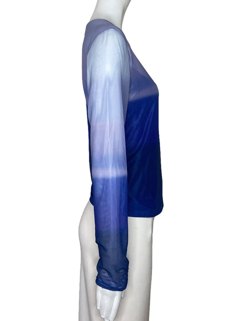Blusa Haute Monde Trasparente Malla Azul-Talla L