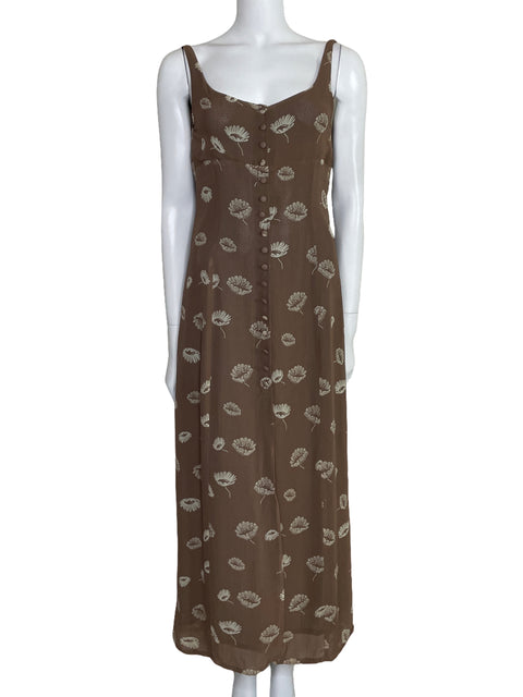 Vestido Cacharel Sin Mangas Midi Marrón-Talla 38