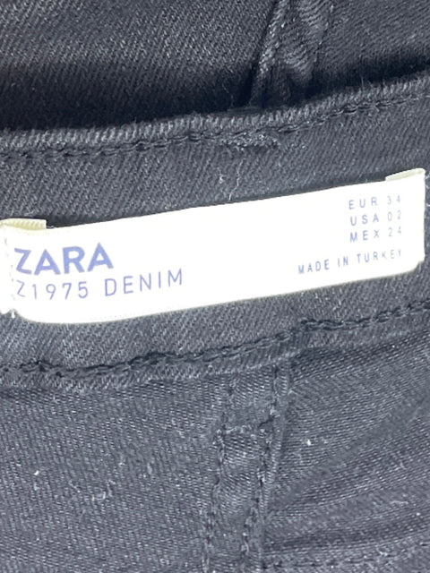 Pantalón Zara Botones Boot Cut Negro-Talla 2