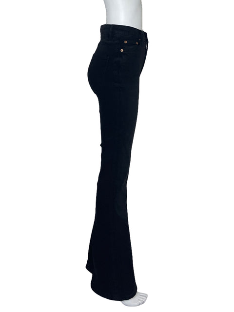 Pantalón Zara Tiro Alto Flare Negro-Talla 2