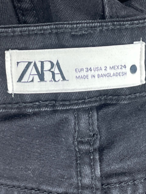 Pantalón Zara Tiro Alto Flare Negro-Talla 2
