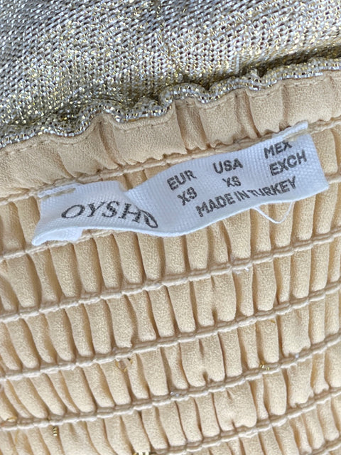 Top Oysho Tirantes Brillante Dorado-Talla XS